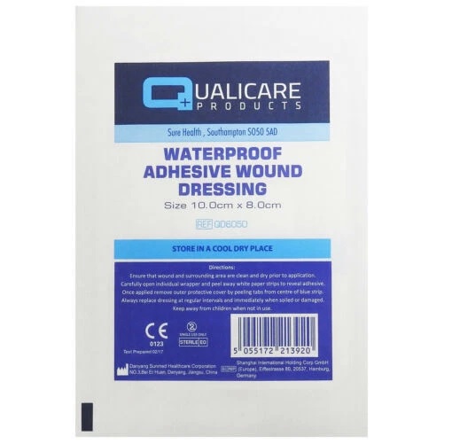 10cm x 8cm Qualicare Sterile Adhesive Wound Dressing Pad Patch - First Aid Cuts thumbnail 2